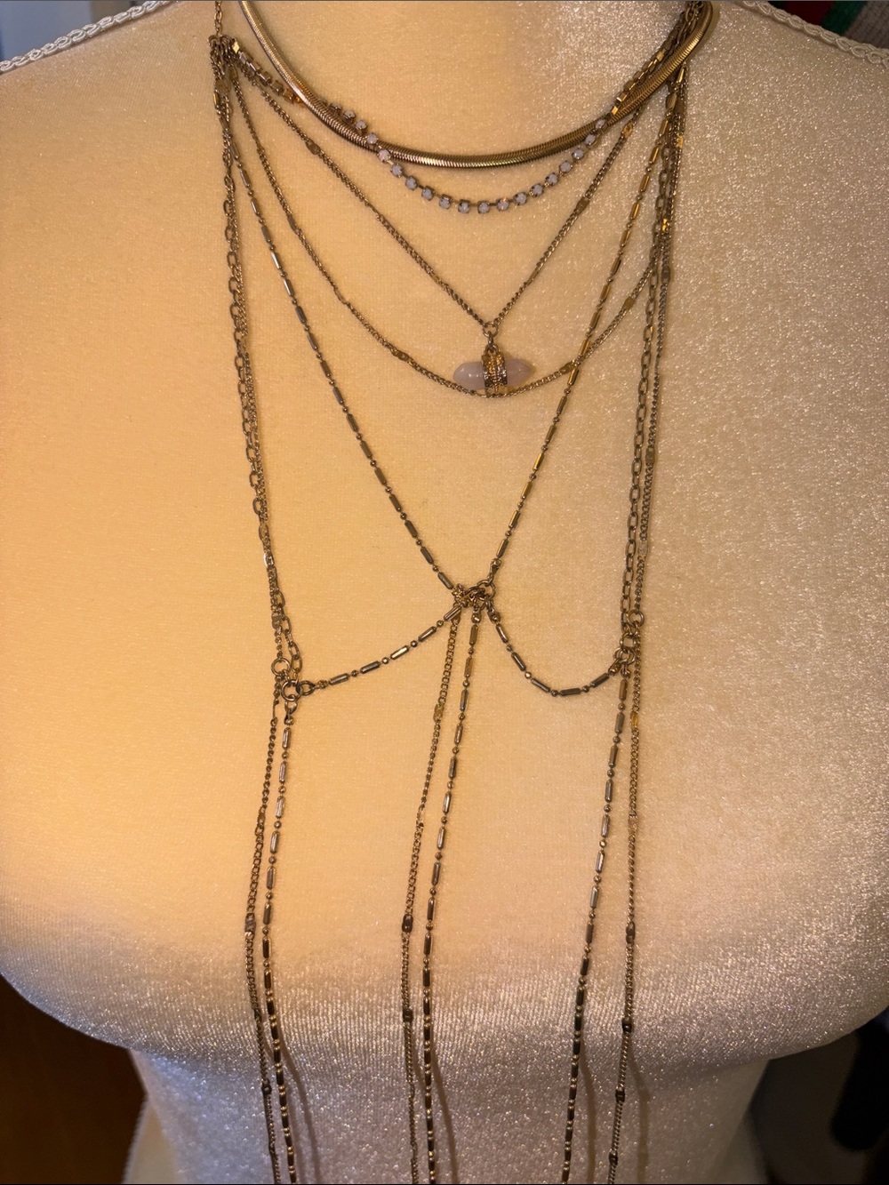 Free People Gold-Tone Layered Multi-Strand Necklace with Bead